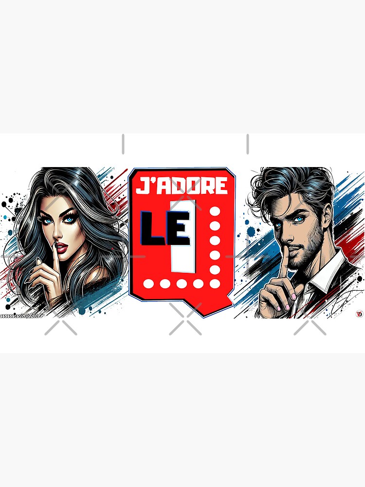 Aperçu 6 sur 6. Mug à café avec l'œuvre J'ADORE LE Q. créée et vendue par Vinidal.
