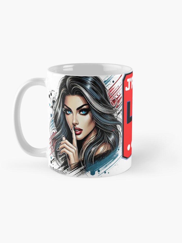 Aperçu 3 sur 6. Mug à café avec l'œuvre J'ADORE LE Q. créée et vendue par Vinidal.