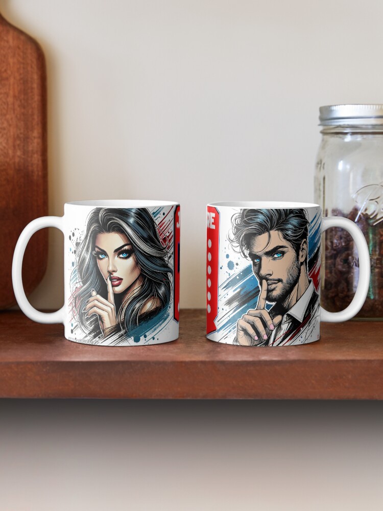 Aperçu 2 sur 6. Mug à café avec l'œuvre J'ADORE LE Q. créée et vendue par Vinidal.
