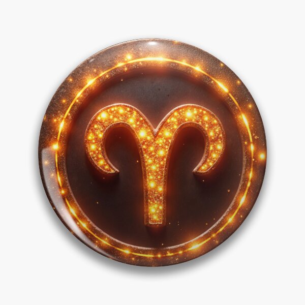 Item preview, Aries Sign badge in Gold star with dark blue background designed and sold by happyrays.