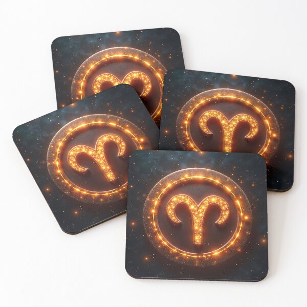 Item preview, Aries Sign badge in Gold star with dark blue background  designed and sold by happyrays.