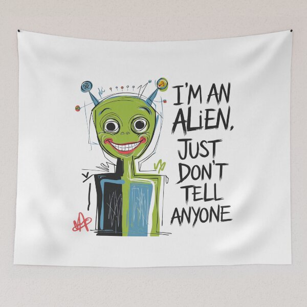 Item preview, Don't deport me, Alien, funnyfits70, Humor, Funny, retro, vintage, funny quotes, animal humor, designed and sold by FunnyFits70.