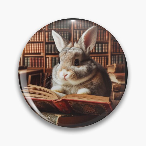 Item preview, Rabbit reading a book in an old library designed and sold by Dogandesighn.