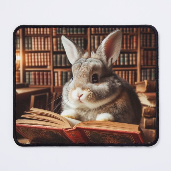 Item preview, Rabbit reading a book in an old library designed and sold by Dogandesighn.