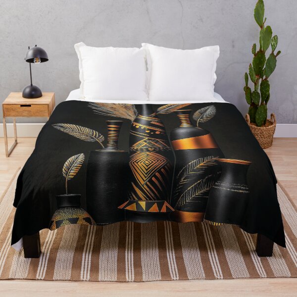 Item preview, African Black Golden Vase designed and sold by AfricArt237.