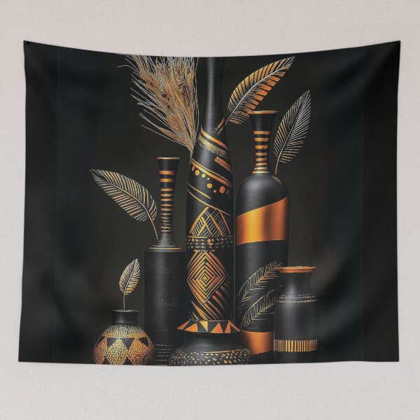 Item preview, African Black Golden Vase designed and sold by AfricArt237.