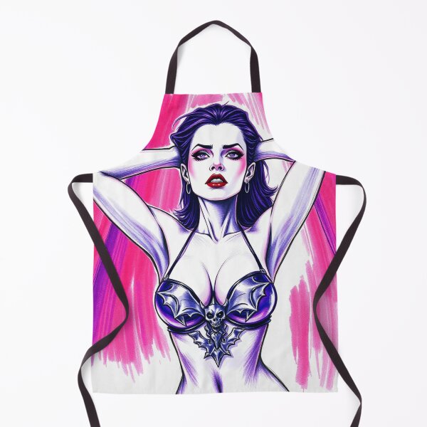 Item preview,  A gothic painting depicting a sexy vampire queen, arms behind her head, in a dimly lit red boudoir.  designed and sold by Vintage Designs +.