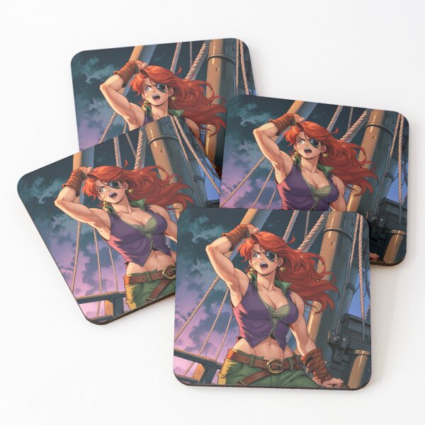 Item preview, Vintage Manga style Red Head Pirate Queen Anne Bonney vintage Anime Manga Illustration designed and sold by Vintage Designs +.