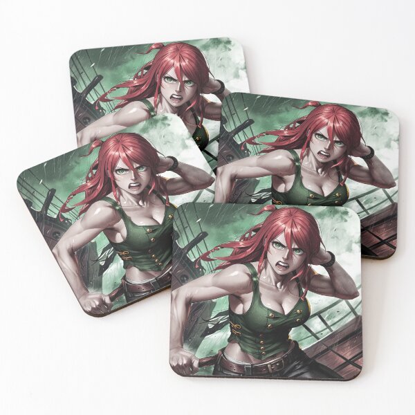 Item preview, Vintage Manga style Red Head Pirate Queen Anne Bonney vintage Anime Manga Illustration designed and sold by Vintage Designs +.
