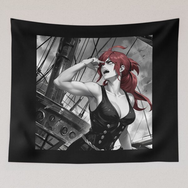 Item preview, Vintage Manga style Red Head Pirate Queen Anne Bonney vintage Anime Manga Illustration designed and sold by Vintage Designs +.