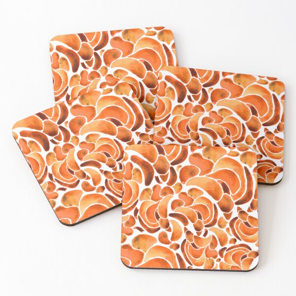 Item preview, A vibrant, abstract watercolour pattern of Montipora coral in burnt orange designed and sold by Hillary Holt.