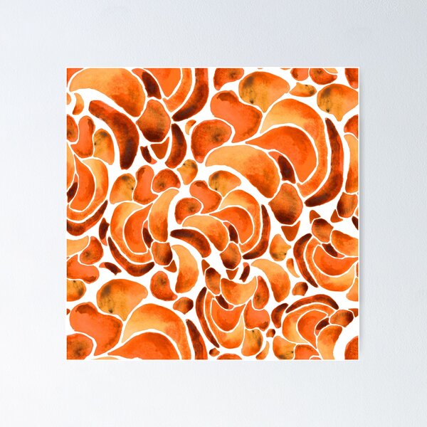 Item preview, A vibrant, abstract watercolour pattern of Montipora coral in burnt orange designed and sold by Hillary Holt.