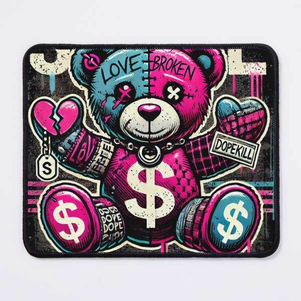 Item preview, Smile Through the Pain – Grunge Teddy Bear Art” designed and sold by EllsLittleStore.