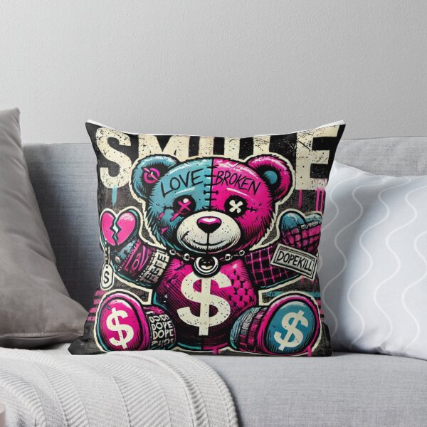 Item preview, Smile Through the Pain – Grunge Teddy Bear Art” designed and sold by EllsLittleStore.
