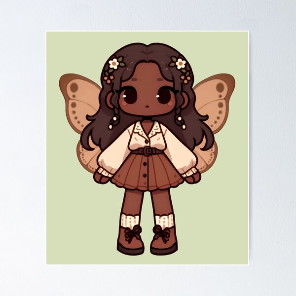 Item preview, Kawaii Fairycore Cottagecore Fairy Girl 3 Olive Green Background designed and sold by AnmitsuArt.
