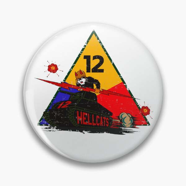 Item preview, US Army - 12th Armored Division –  Hellcat patch Grunge Style designed and sold by pzd501.