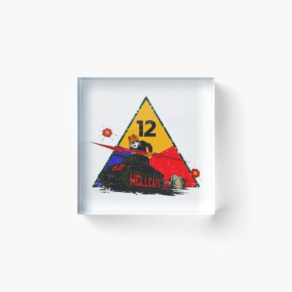 Item preview, US Army - 12th Armored Division –  Hellcat patch Grunge Style designed and sold by pzd501.