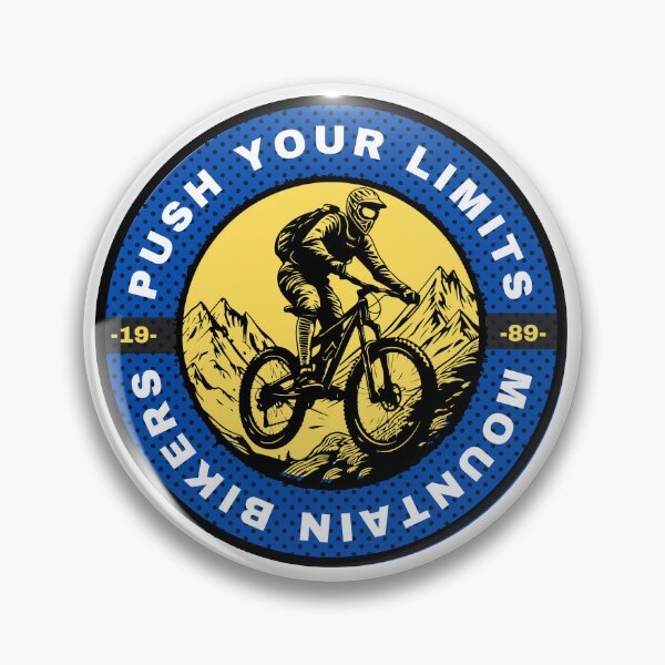 Artikelvorschau, Überschreiten Sie Ihre Grenzen, Mountainbiker-Motivationslogo entworfen und verkauft von D-VisionArts.