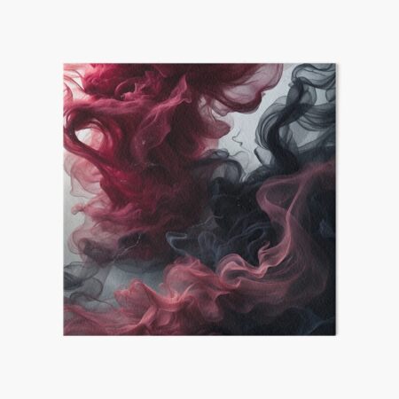 Crimson & Ebony – Abstract Smoke Dance Art Board Print