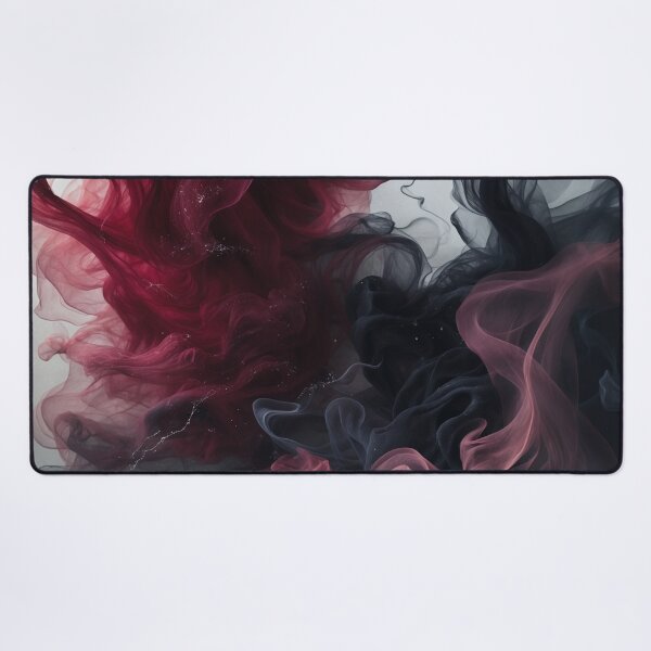 Crimson & Ebony – Abstract Smoke Dance Desk Mat