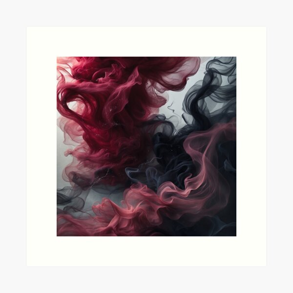 Crimson & Ebony – Abstract Smoke Dance Art Print