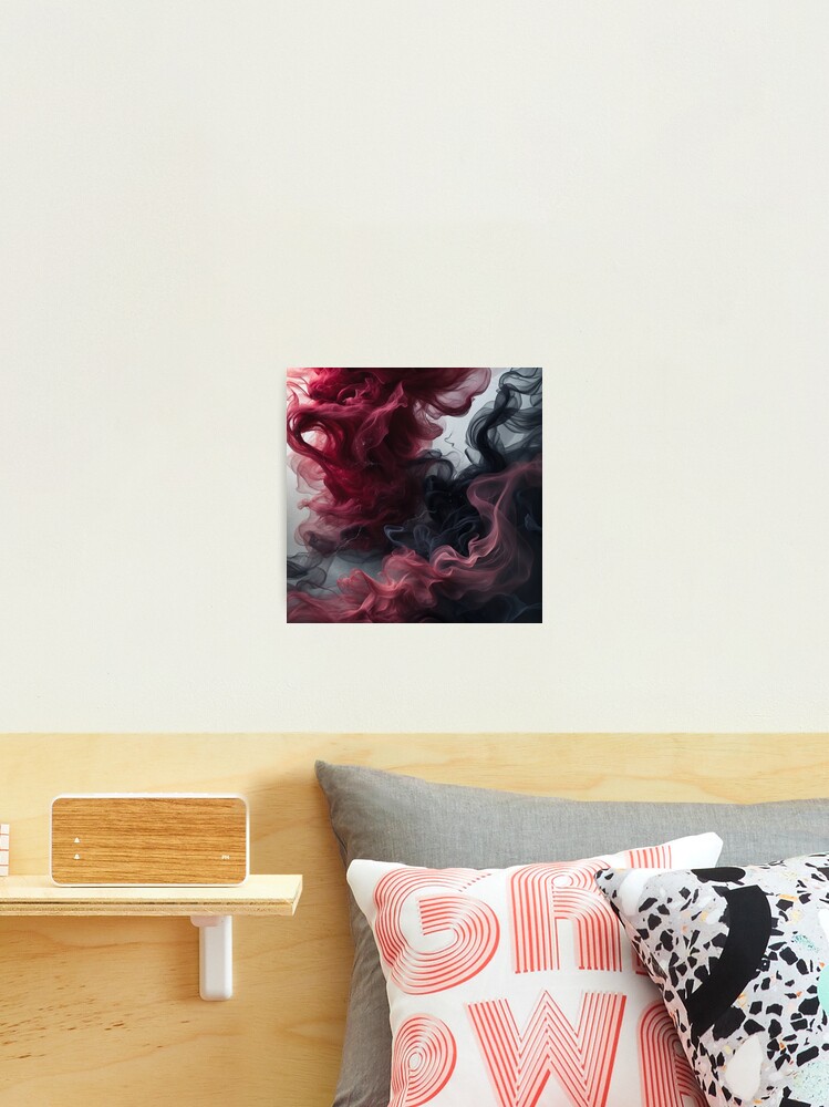 Thumbnail 2 of 3, Photographic Print, Crimson & Ebony – Abstract Smoke Dance designed and sold by PixelsArtst.