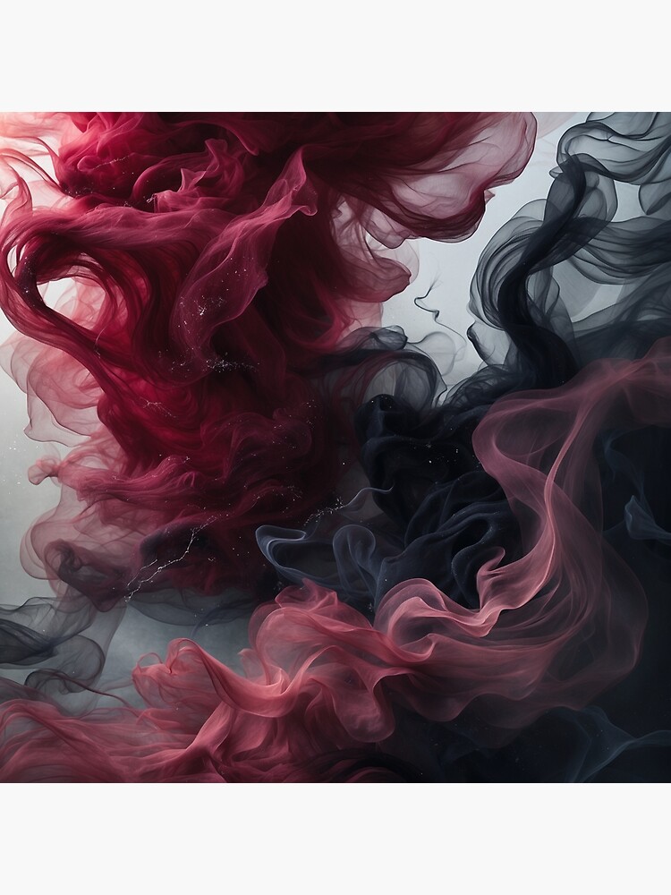 Thumbnail 3 of 3, Photographic Print, Crimson & Ebony – Abstract Smoke Dance designed and sold by PixelsArtst.