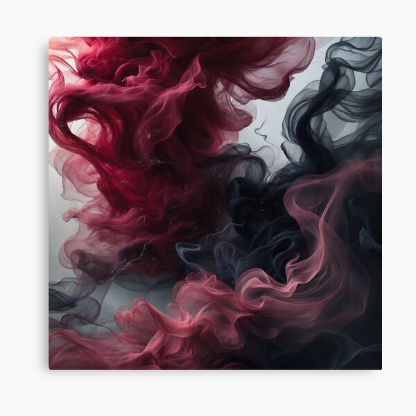 Crimson & Ebony – Abstract Smoke Dance Canvas Print