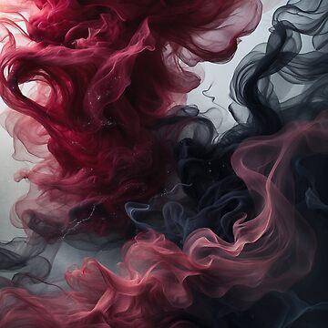 Artwork thumbnail, Crimson & Ebony – Abstract Smoke Dance by PixelsArtist.com