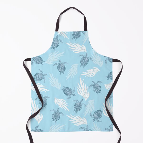 Item preview, A watercolor pattern of sea turtles swimming amongst coral with a soft coastal blue background designed and sold by Hillary Holt.