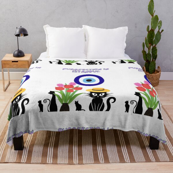 Item preview, evil eye and tulips with purrfection in Istanbul designed and sold by wallartofmio.