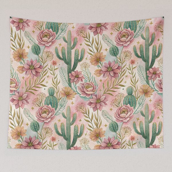 Item preview, Mexican flowers and plants in pastel with gold line designed and sold by dulceguavashop.