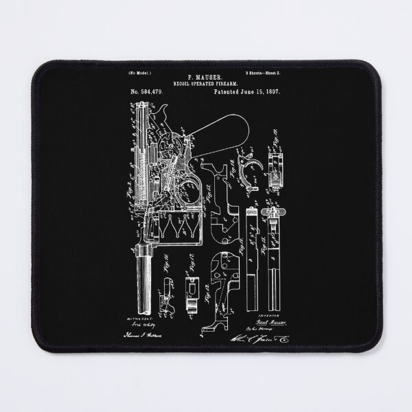 Item preview, 1897 Semi-Automatic Pistol Patent – Vintage Firearm Art Gift designed and sold by Printy Style.