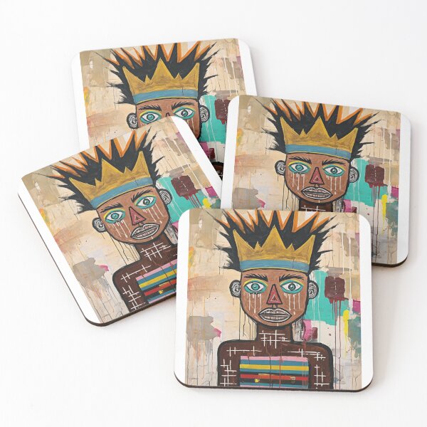 Item preview, Abstract Neo-Expressionist Portrait – Vibrant Crowned Figure Street Art designed and sold by IINSPIRA.