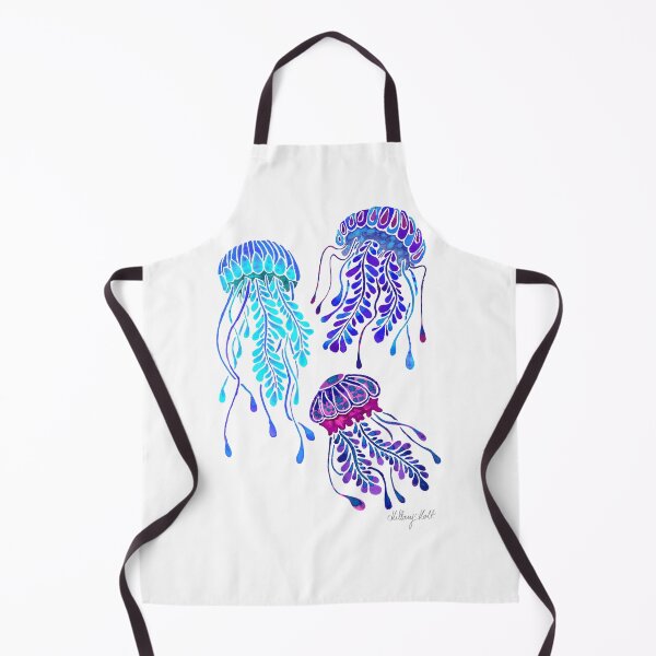 Item preview, Three watercolor blue, purple and turquoise coloured jellyfish swimming up designed and sold by Hillary Holt.