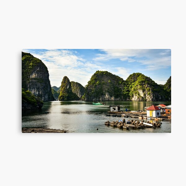 Item preview, Halong Bay Floating Village - Vietnam Limestone Mountains designed and sold by V-Uribe-FineArt.