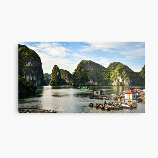 Item preview, Halong Bay Floating Village - Vietnam Limestone Mountains designed and sold by V-Uribe-FineArt.