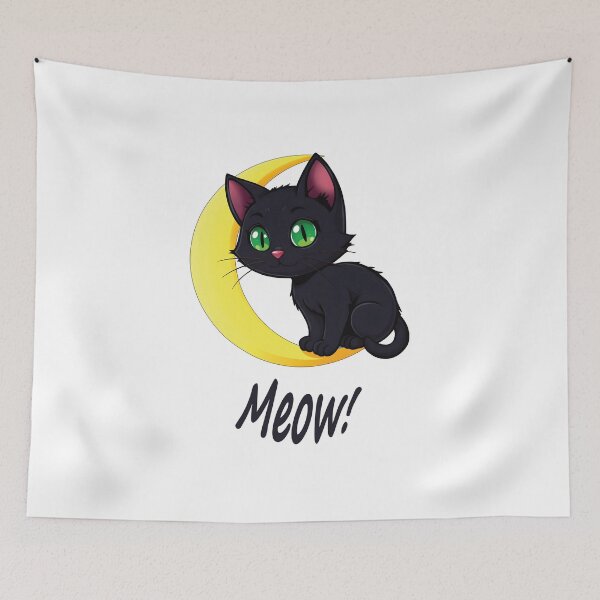 Item preview, Black cat on the moon designed and sold by GiCapgraphics.