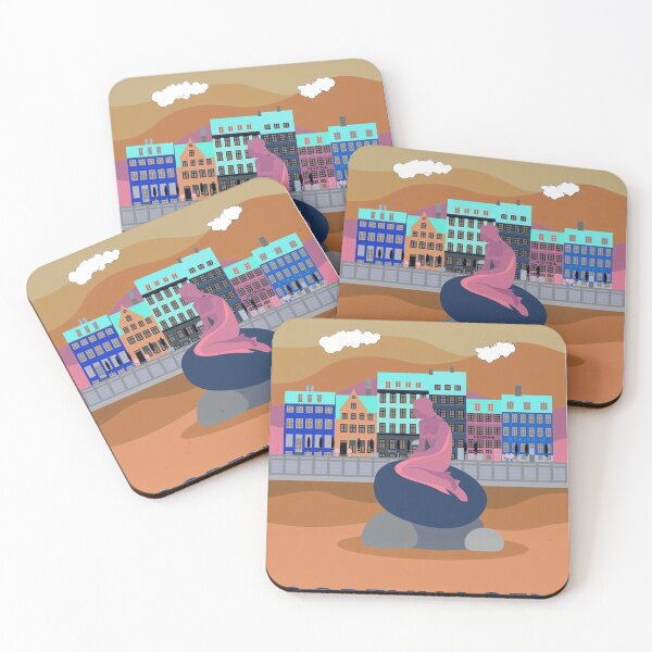Item preview,  LITTLE MERMAID : Vintage Copenhagen Denmark Harbor Abstract Statue Print designed and sold by posterbobs.