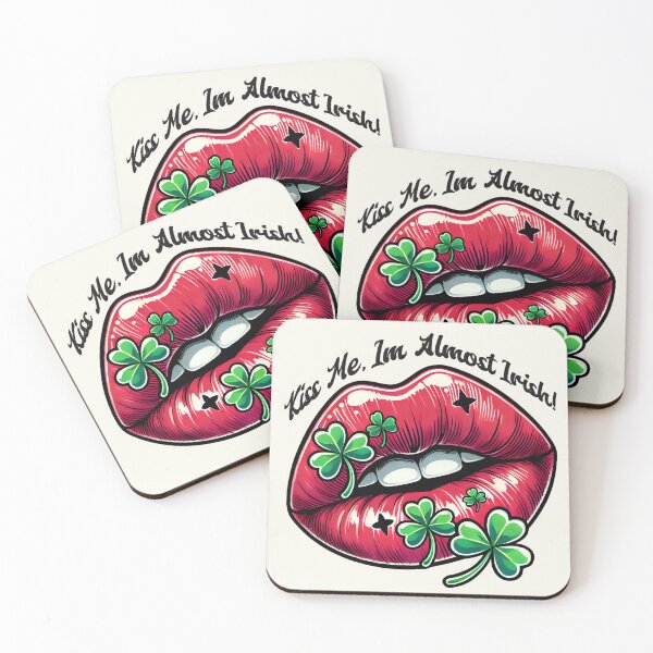 Item preview, Kiss Me, I'm Almost Irish – Adorable Irish-inspired Lips St Patricks Day Design - Romantic Irish Fun Pun Design - designed and sold by Dantin.