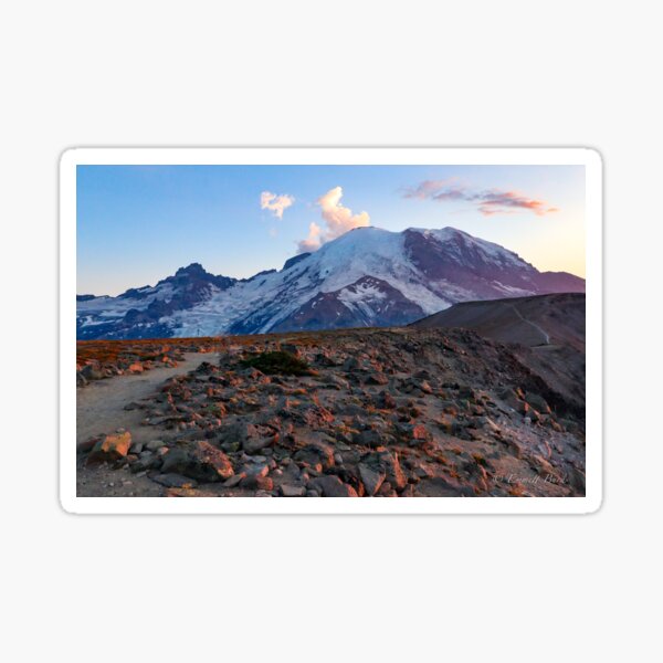 Evening Glow on Rainier Sticker