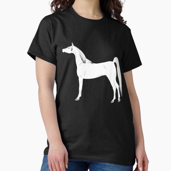 Aperçu de l'œuvre Cheval Arabe, dessin cheval gris, cheval oriental, races de chevaux de l'Arabie Saoudite créée et vendue par WebEquitation®.