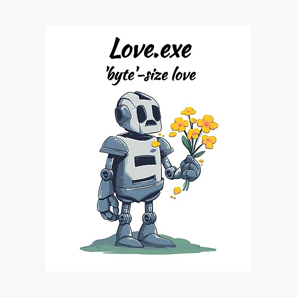 Item preview,  "Love.exe: 'byte'-size love" funny robot love design designed and sold by TR_fairydesigns.