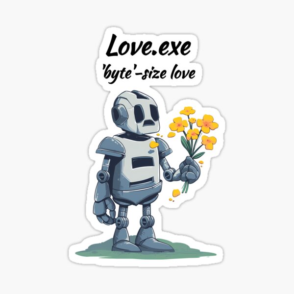 Item preview,  "Love.exe: 'byte'-size love" funny robot love design designed and sold by TR_fairydesigns.