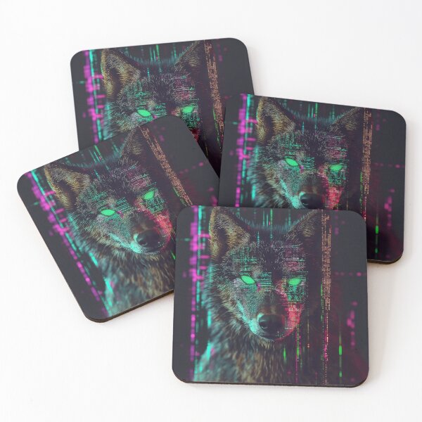 Item preview, Cyber Wolf Art Print – Futuristic Digital Wildlife Illustration designed and sold by Chroma Myst.