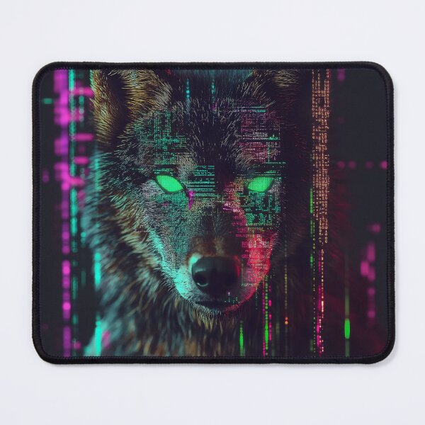 Item preview, Cyber Wolf Art Print – Futuristic Digital Wildlife Illustration designed and sold by Chroma Myst.