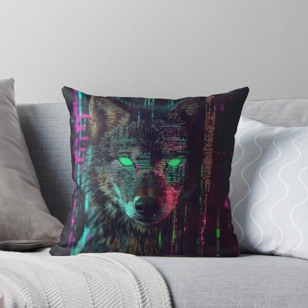 Item preview, Cyber Wolf Art Print – Futuristic Digital Wildlife Illustration designed and sold by Chroma Myst.