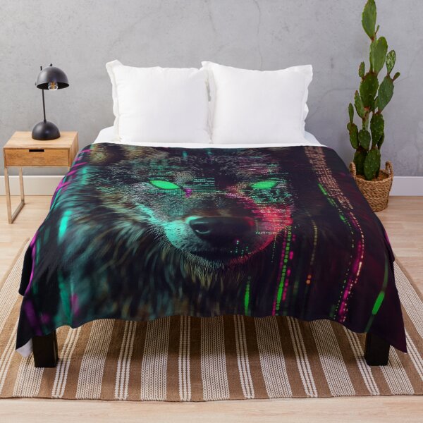 Item preview, Cyber Wolf Art Print – Futuristic Digital Wildlife Illustration designed and sold by Chroma Myst.