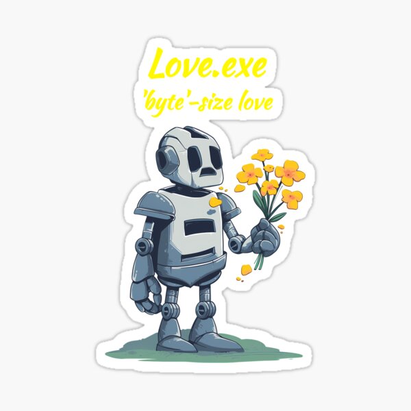 Item preview,  "Love.exe: 'byte'-size love" funny robot love design designed and sold by TR_fairydesigns.