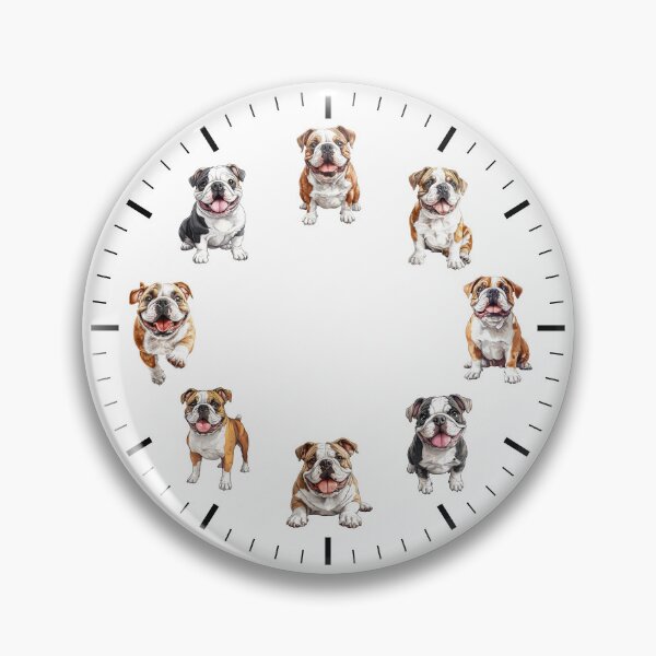 Item preview, English Bulldog Clock - Adorable Bulldog-Themed Timepiece designed and sold by SteadyRolling.